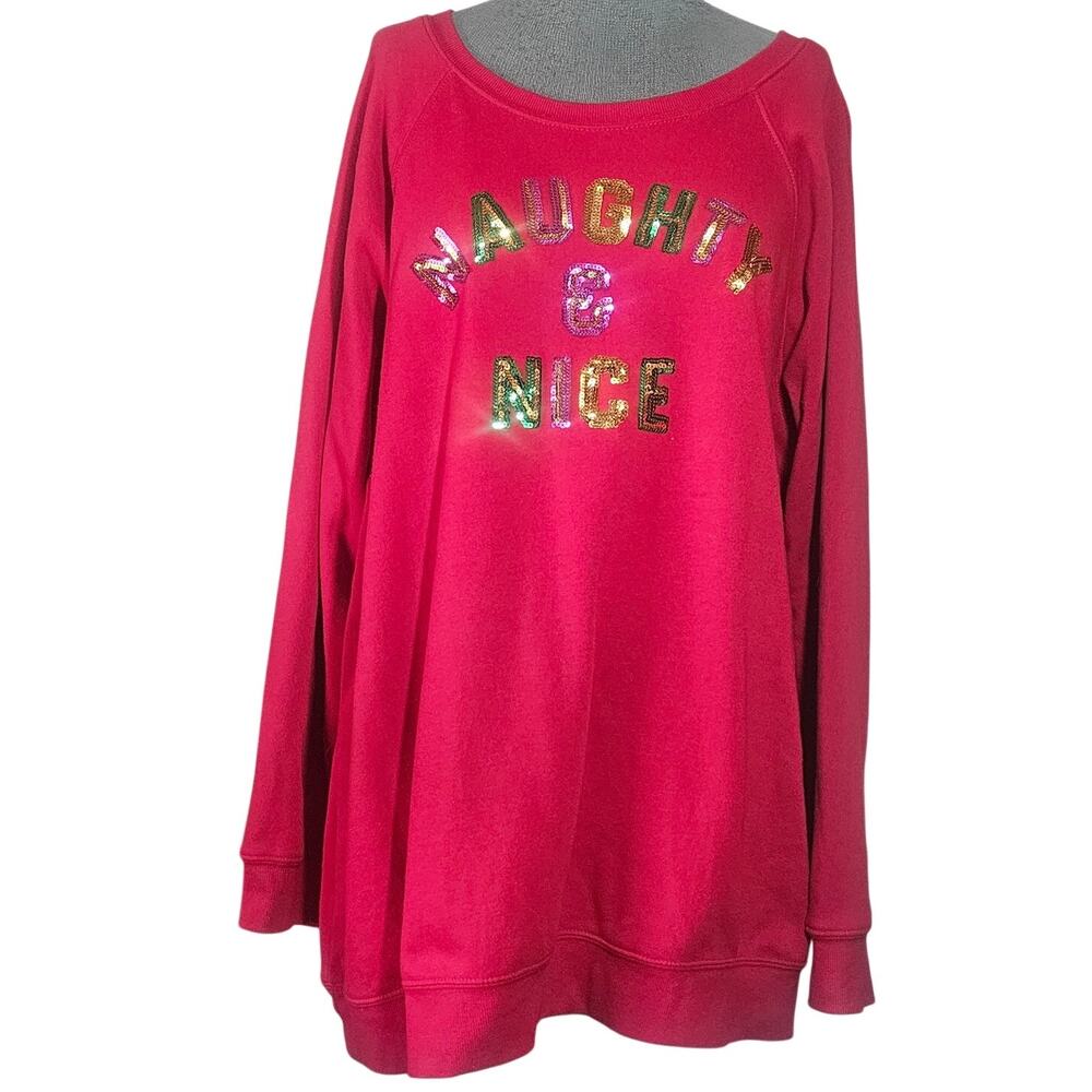 Torrid Red Cotton Blend Naughty and Nice Sequin Embellished Size 2XL